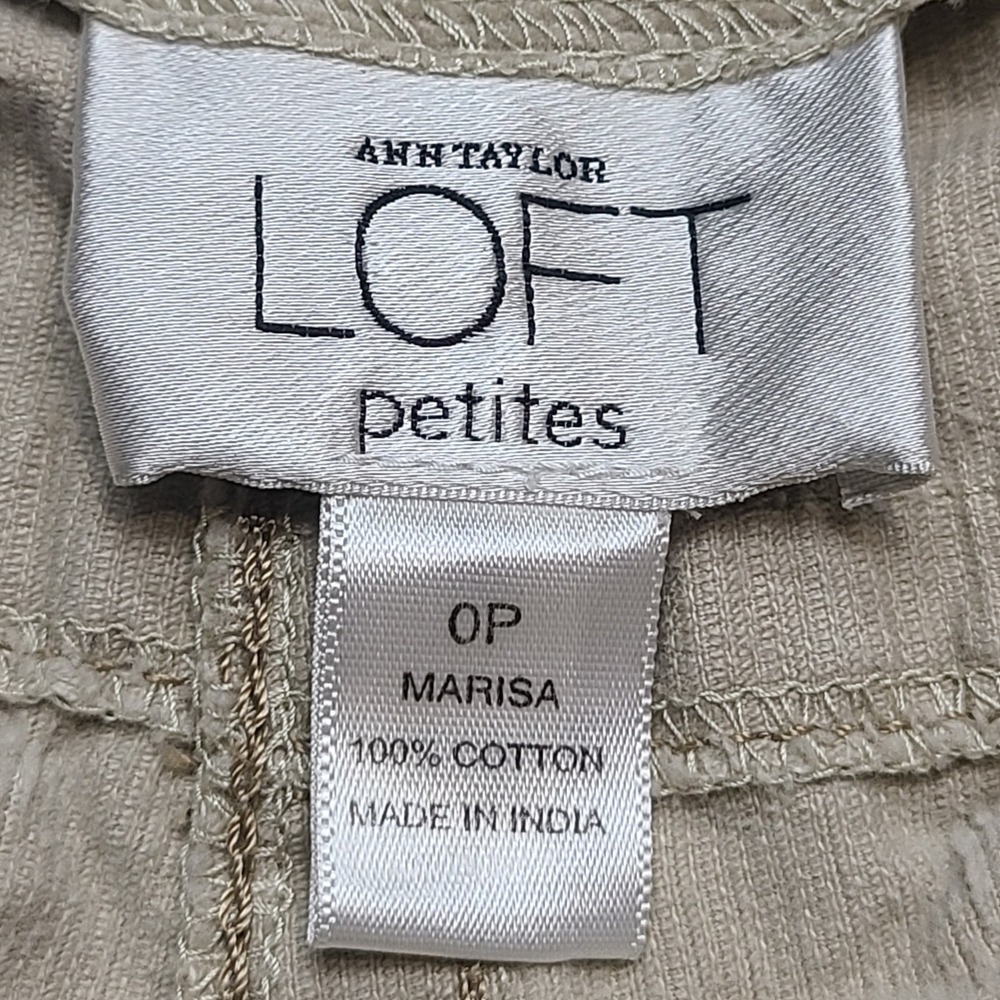 Ann Taylor Loft Corduroy Pants Womens 0P Tan Excellent Wide Leg Marisa - Picture 5 of 8